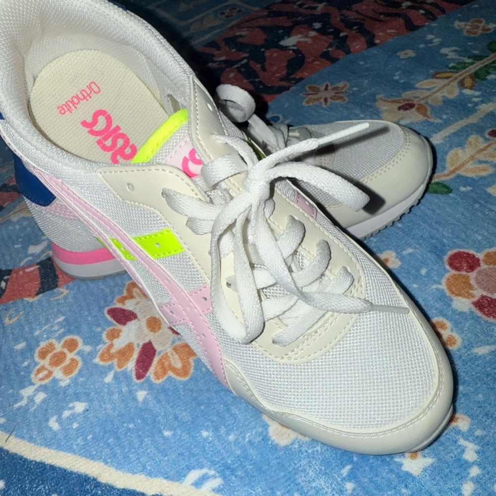 Asics Cream and Pink Athletic Shoes